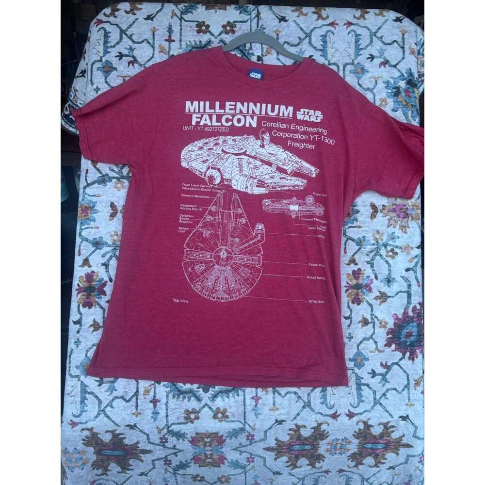 Star Wars Millennium Falcon Blueprint Graphic Shirt L